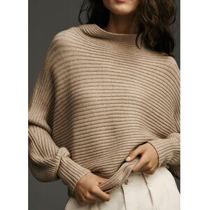 Anthropologie The Kendall Mock-Neck Sweater Neutral Brown XL